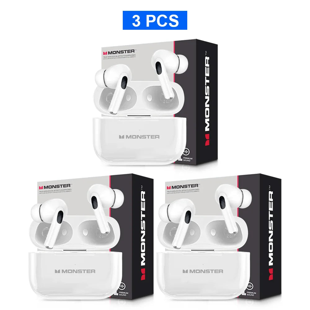 MONSTER TWS Wireless Bluetooth Earphones – HD Stereo Sound, LCD Touch Display, Sports In-Ear Headset with Charging Box