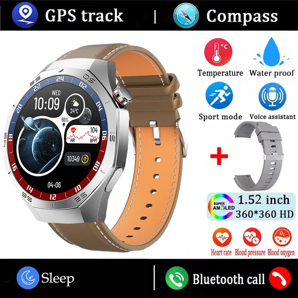 2025 Smart Watch for Men – AMOLED Screen, GPS, Heart Rate, Bluetooth Calls & Waterproof
