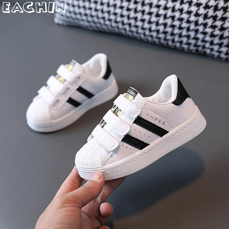 Children's Fashion Sneakers – White Non-Slip Breathable Casual Shoes for Boys, Girls & Toddlers