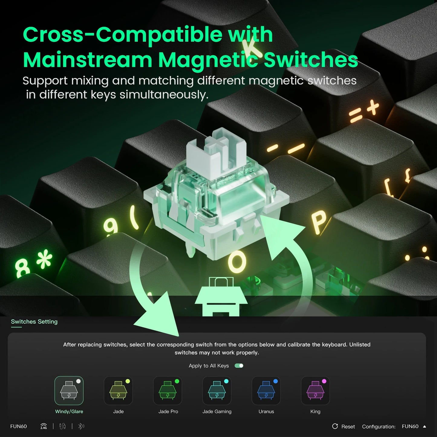 لوحة مفاتيح ميكانيكية بمفتاح مغناطيسي من Akko MonsGeek FUN60 PRO &amp; MAX HE - لوحة مفاتيح ألعاب لاسلكية بنسبة 60% مع تشغيل سريع، واستطلاع 8K، وألوان RGB مخصصة