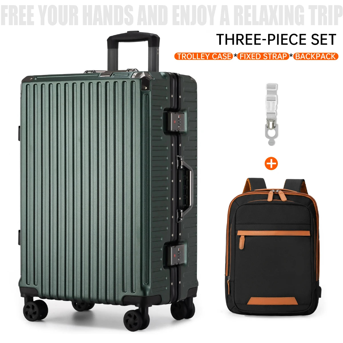 Aluminum Frame Trolley Luggage | Rolling Suitcase with USB & Combination Lock | 20/24/26/28 Inch Carry-On