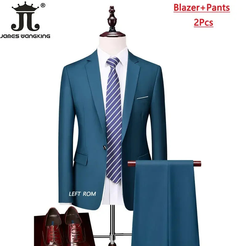 M-6XL 15 Colors Men's 3-Piece Formal Suit – Jacket, Vest & Pants for Business, Groom & Wedding