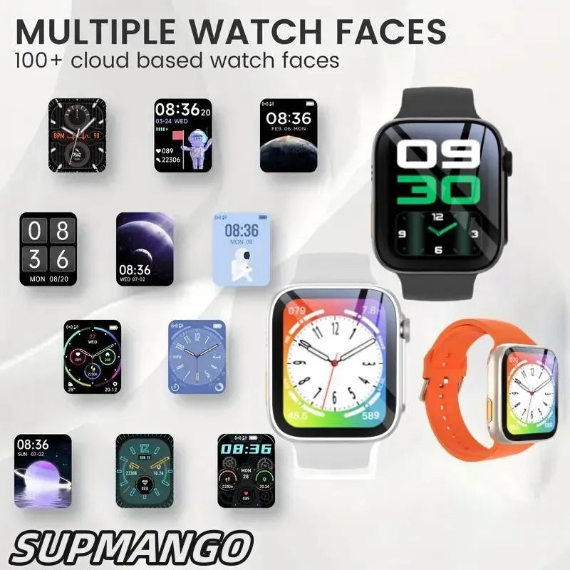 ساعة رياضية ذكية T88K - شاشة LCD مقاس 1.68 بوصة، مقاومة للماء للرجال والنساء