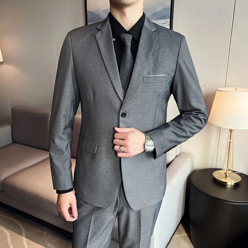 Men's High-Quality 3-Piece Business Casual Wedding Suit – Vest & Trousers Set S-6XL