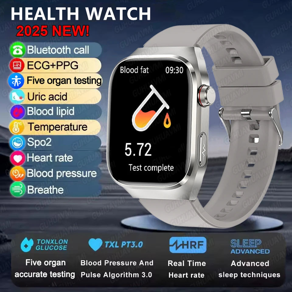 2025 Smart Watch for Men – Uric Acid, Body Fat & Organ Health Monitor | Bluetooth Call Smart Bracelet