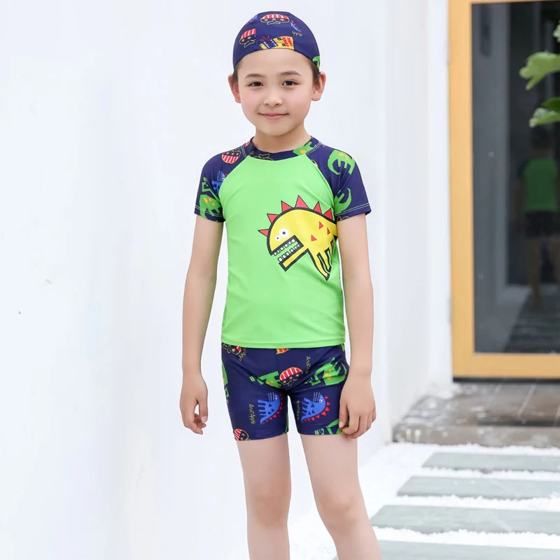 Kids Swimsuit Set Quick Dry Short Sleeve Swimwear Summer Beach Surfing Outfit