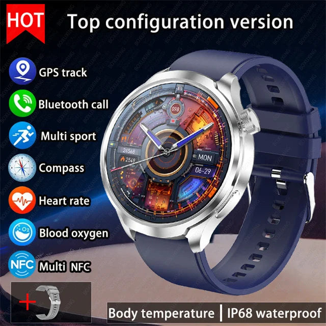 1.85” AMOLED HD Smart Watch – GPS, Compass, NFC, Waterproof, Health Monitor & Bluetooth Call