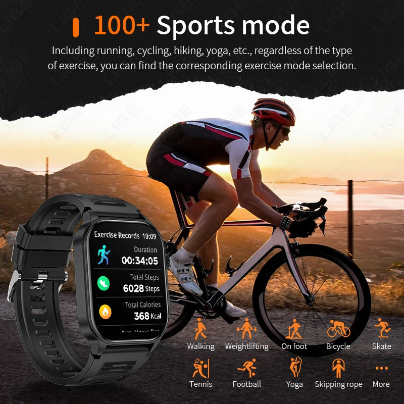 LIGE New Smart Watch | 2.01” HD Screen, AI Voice, Bluetooth Call, Flashlight, Sports & Health Monitor Smartwatch