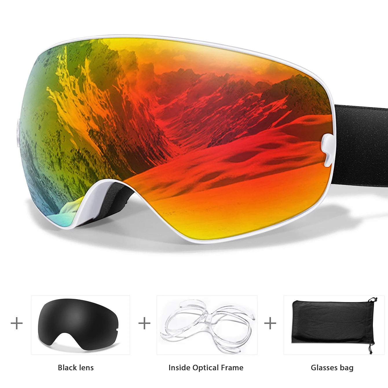Men & Women Ski Goggles – Anti-Fog Snowboarding/Snowmobile Glasses with UV400 Changeable Lens, Outdoor Sports & Cycling