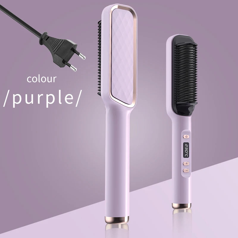 Electric Hot Comb Hair Straightener – Negative Ion Anti-Scald Straightening Brush & Styling Tool