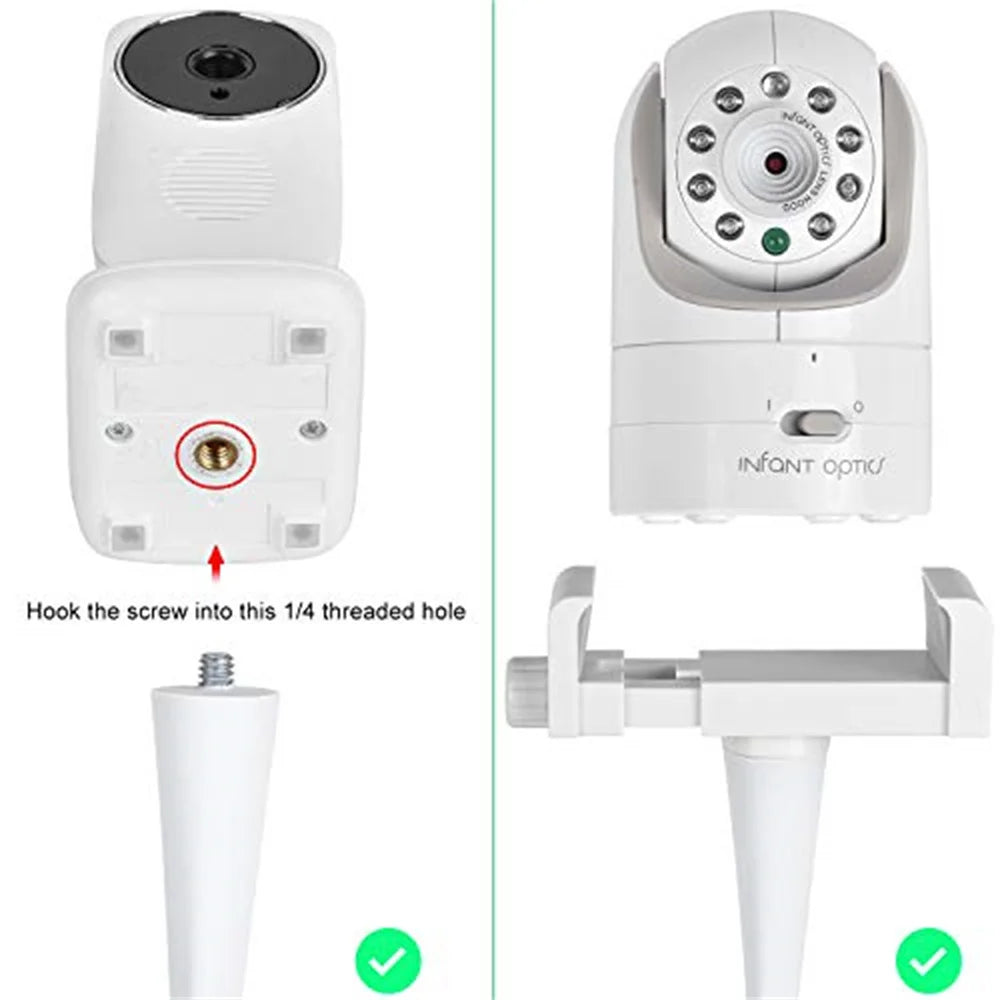 Universal Baby Monitor Bed Bracket – Flexible Camera Holder with Adjustable Long Arm, 1/4 Screw Mount & Multi function Clip