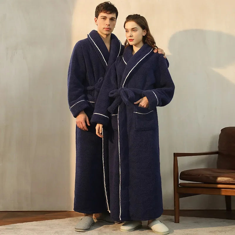 2025 Autumn & Winter Cotton Robe | Thick Comfortable Bathrobe for Men & Women | Large Size Light Luxury Couple Homewear