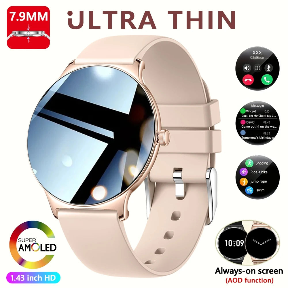 Ultra Thin Smart Watch for Women – Always-On Display, Bluetooth Call, Sports Bracelet, Fashion Smartwatch for Huawei & Xiaomi