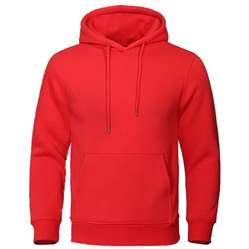 Men’s Fleece Sweatshirt – Autumn Winter Warm Pullover Hoodie, Casual Solid Color Streetwear for Sport & School