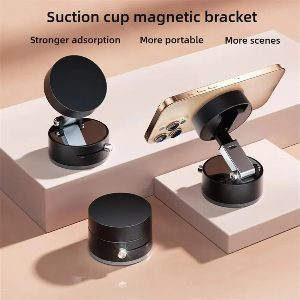Portable Magnetic Mobile Phone Holder – Adjustable Double-Sided Suction Cup Bracket, Lazy Stand for All Smartphones