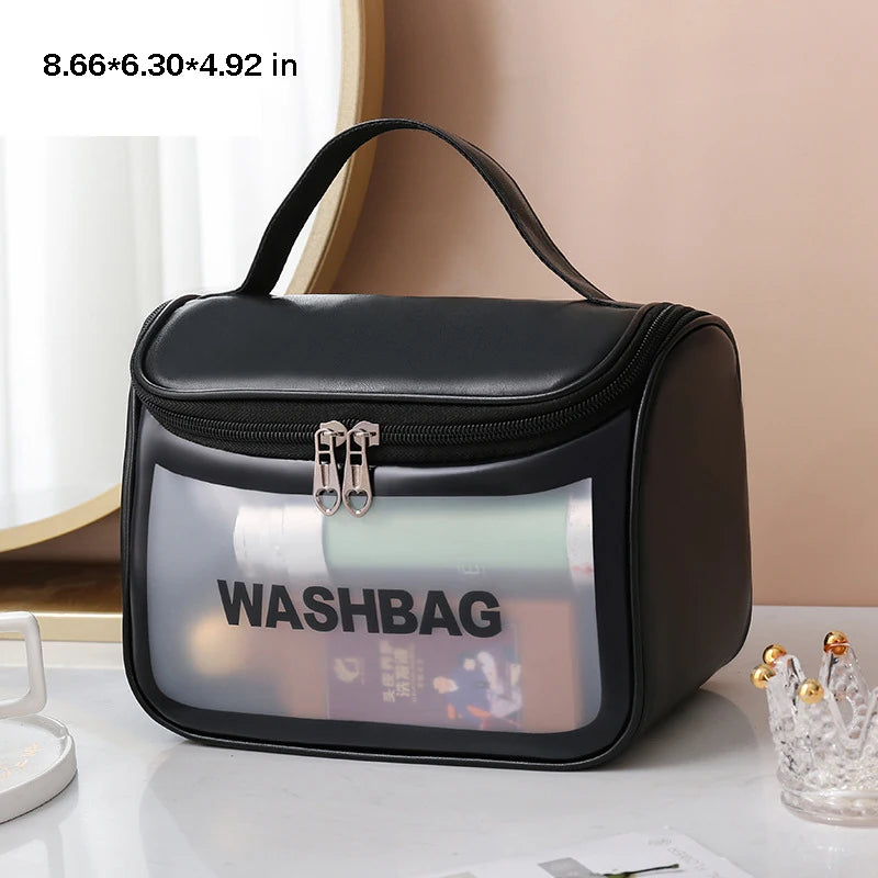 Portable Toiletry Bags with Handle | Translucent Waterproof Travel Makeup Bag for Women | Large Capacity Cosmetic Bag
