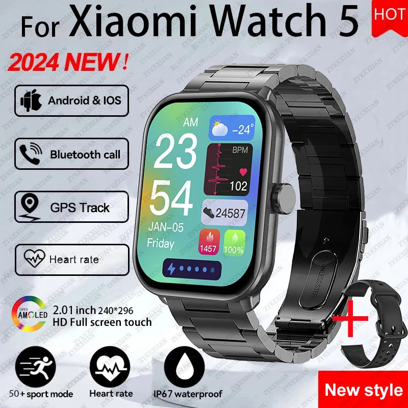 Xiaomi Watch 5 Global Version – AMOLED Screen, Heart Rate, Bluetooth Call, GPS, Waterproof Sports Smart Watch
