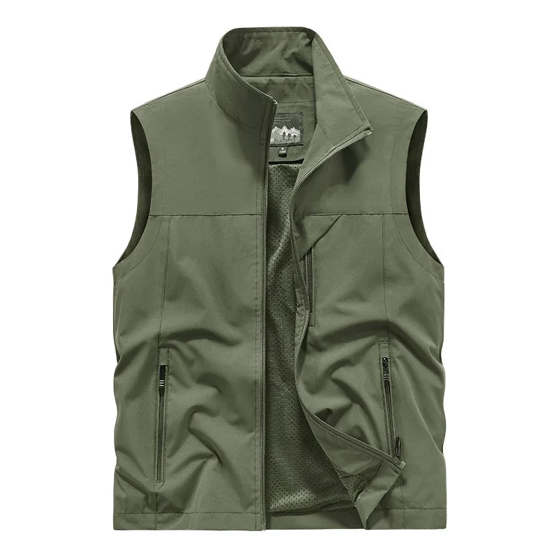 2025 Men’s Fashion Vest – Windproof Solid Sleeveless Waterproof Biker & Outdoor Jacket