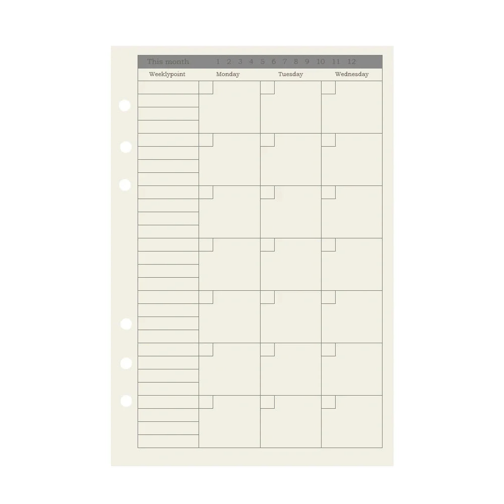 45 Pieces A5 A6 A7 6ring Loose Leaf Notebook Refill Binder Inner Page Budget Weekly Monthly To Do Line Dot Grid Paper Stationery