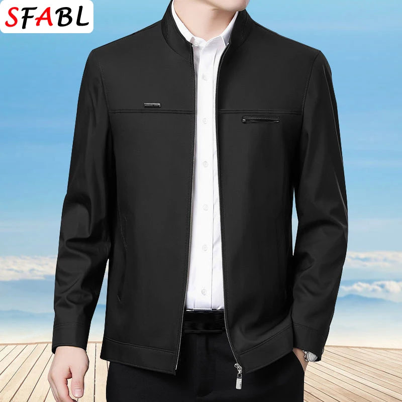 Men’s Solid Luxury Business Jacket – Casual Zipper Blazer Coat for Spring & Autumn (Up to 3XL)
