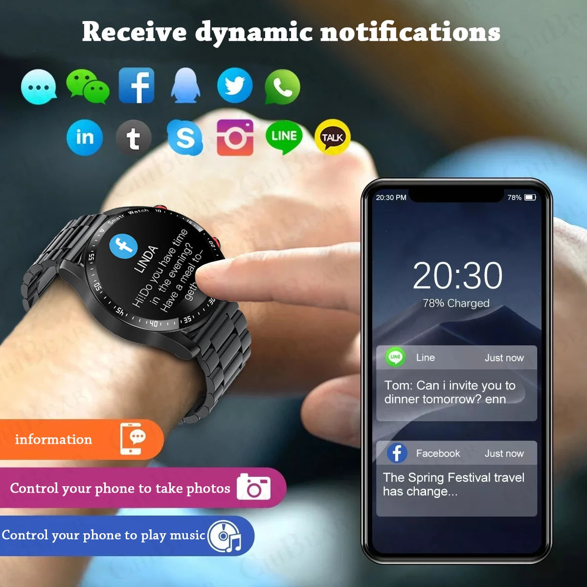 ساعة ذكية من سلسلة GT 2025 - شاشة AMOLED مقاس 1.53 بوصة، وتخطيط كهربية القلب وتخطيط كهربية القلب، رياضية