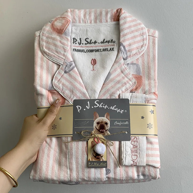 New Women's Loungewear Set | 100% Cotton Loose Cartoon 2-Piece Pajamas | Casual Sleepwear Outfit