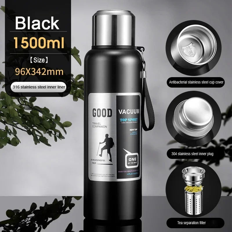 Large Capacity Stainless Steel Thermos Tumbler – Vacuum Insulated Travel Mug for Hot & Cold Coffee, Tea & Water