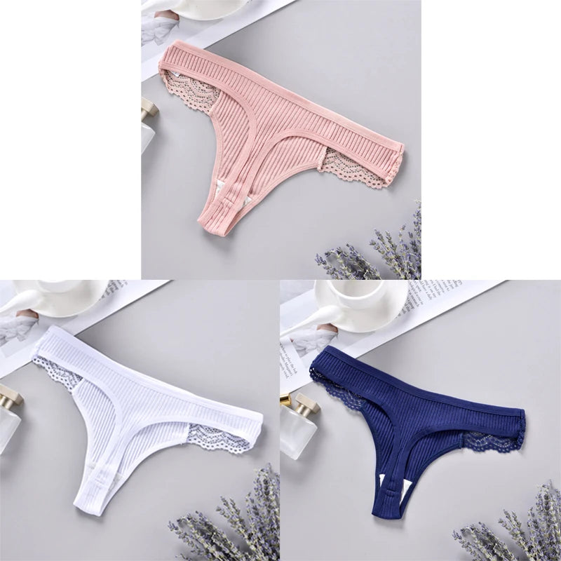3PCS Women's Cotton Antibacterial Panties – Solid Color G-String, Quick Drying, Soft & Breathable Underwear