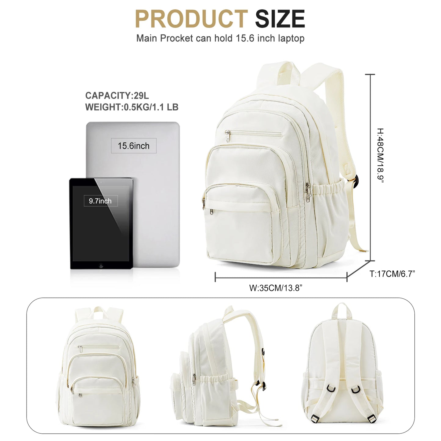 Cute School Backpack for Girls & Boys – Multipocket Travel Rucksack for Kids, Teens & Students, Casual Book Bag for School