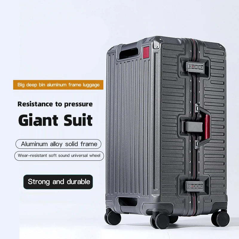 Wide Handle Travel Suitcase | PC Aluminum Frame Trolley Luggage for Men & Women | 20/24/26 Inch Carry-On