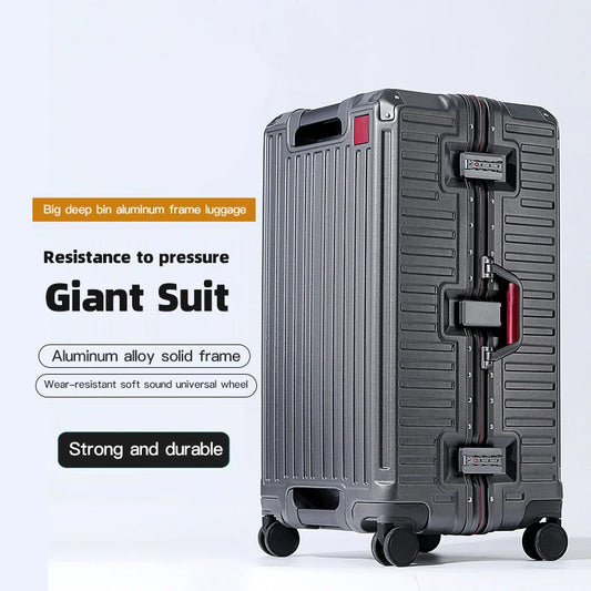 Wide Handle Travel Suitcase | PC Aluminum Frame Trolley Luggage for Men & Women | 20/24/26 Inch Carry-On