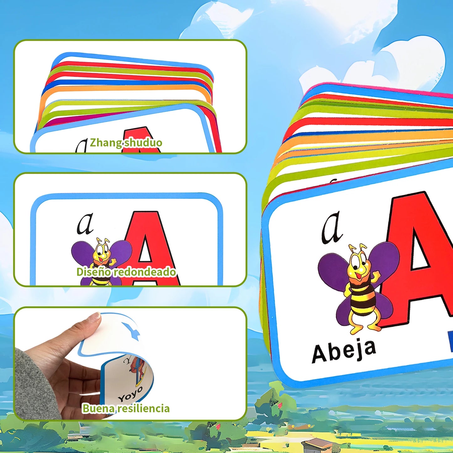 Spanish Kids Cognitive 2-Piece Set – Literacy Cards & Laminated Cognitive Book for Preschoolers Ages 3–6