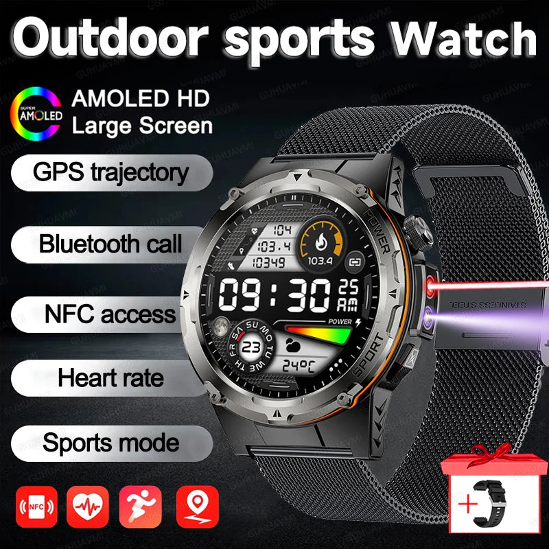 2025 New Outdoor GPS Smart Watch for Men – HD Call, NFC, 500mAh Battery, IP68 Waterproof Sports Watch for Xiaomi