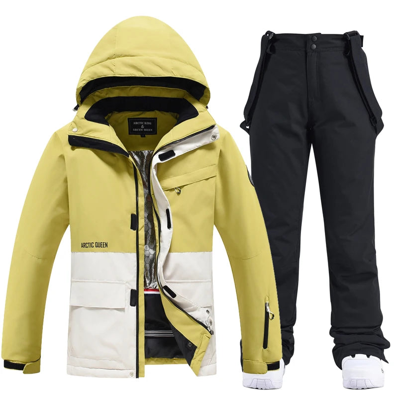 Men & Women Snow Suit Set – Warm -30°C Ski Jacket and Pants, Fashion Winter Snowboarding Clothing, Unisex