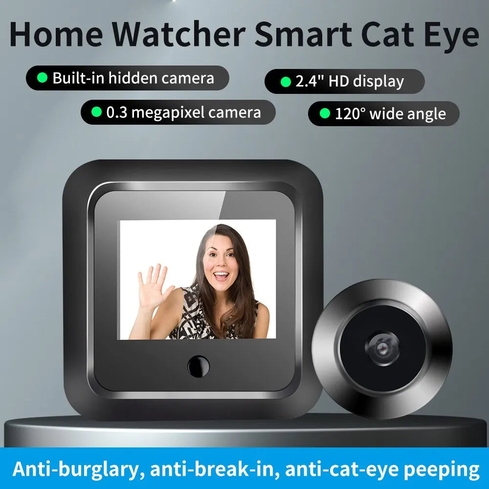 2.4-Inch Smart Digital Door Viewer – 120° Wide-Angle Peephole Camera with 300,000 Pixels & HD Security Monitor