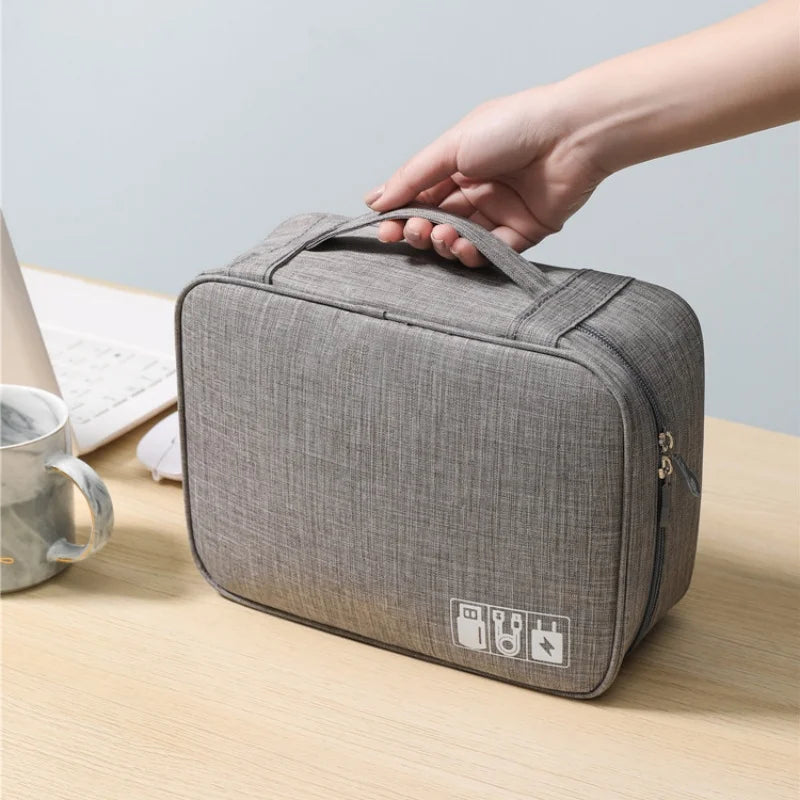 Cable Storage Bag | Waterproof Digital Electronic Organizer for USB, Chargers & Plugs | Portable Travel Cable Organizer