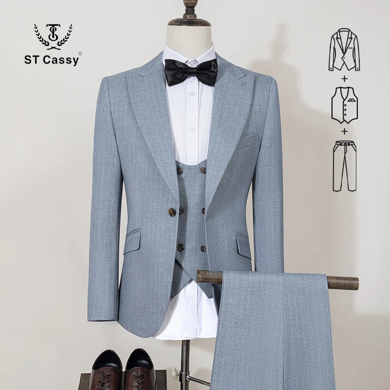 ST Cassy Men's Slim Fit Suit – Elegant Groom, Wedding & Business Formal Wear