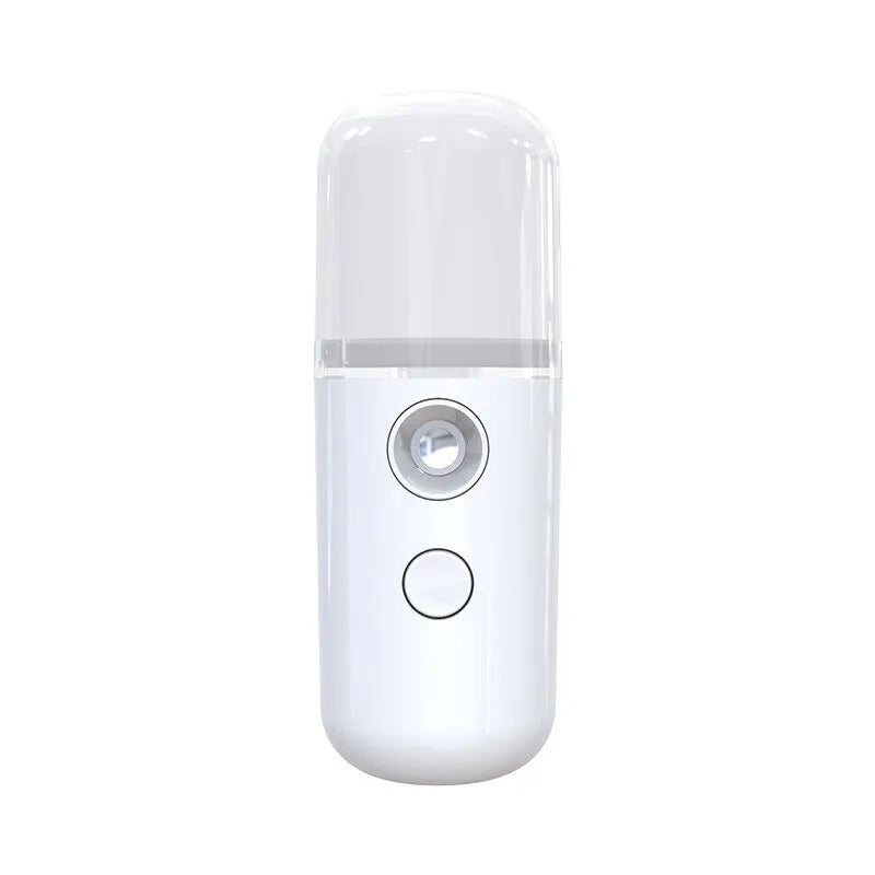 White Nano Spray Hydration Meter – Portable Facial Steamer & Humidifier for Home Skin Care