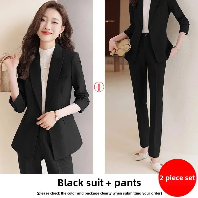 Zihong Women’s Grey Suit Set – High-End Elegant Autumn Fashion Outfit