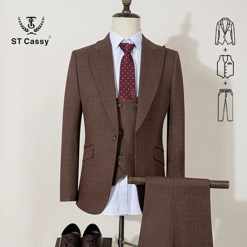 ST Cassy Men's Slim Fit Suit – Elegant Groom, Wedding & Business Formal Wear