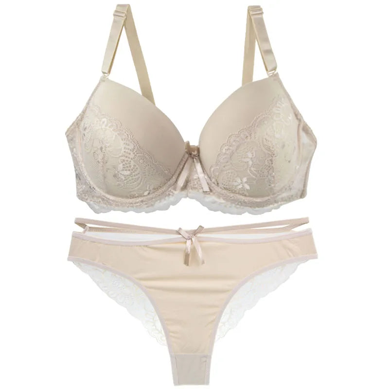 Nouvell Seamless Sexy Lace Push Up Bra Panty Set BCDE Cups Plus Size Lingerie Underwear 34-44 Sizes