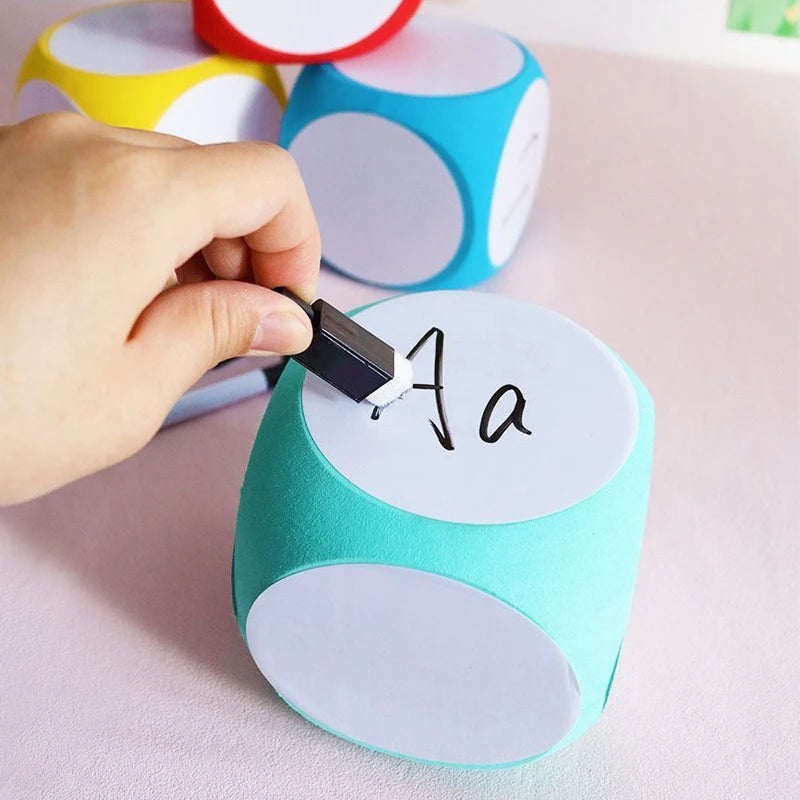 DIY Blank Dry Erase Dice – Write-On/Wipe-Off Cleanable Portable Game Cubes for Classroom Teaching