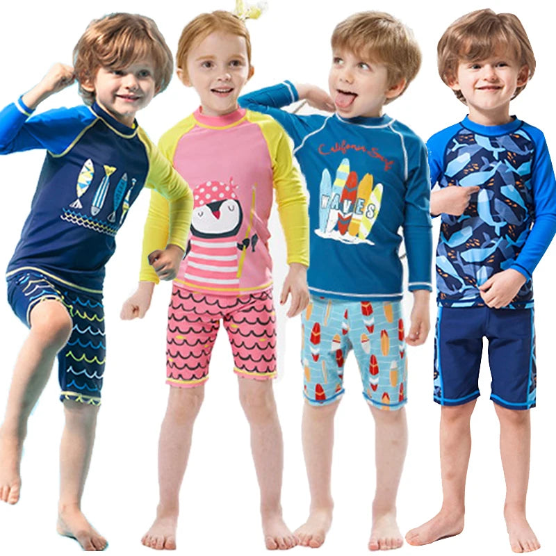 2025 Kids Sun Protective Long Sleeve Swimsuit Boys Girls Bathing Suit