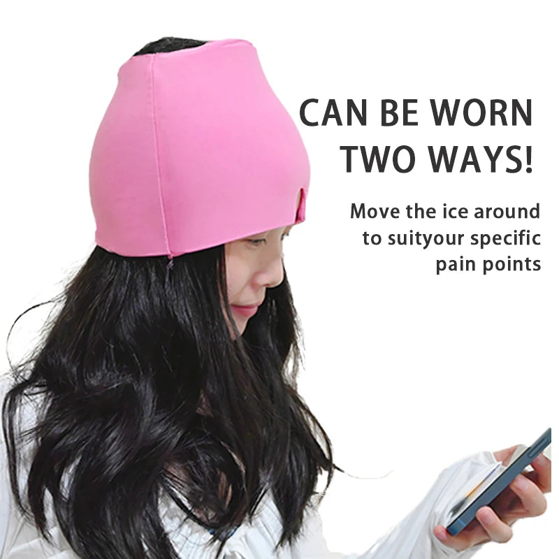 Gel Ice Headache & Migraine Relief Hat – Cold Compress Therapy Cap with Eye Mask for Pain, Pressure & Stress Relief