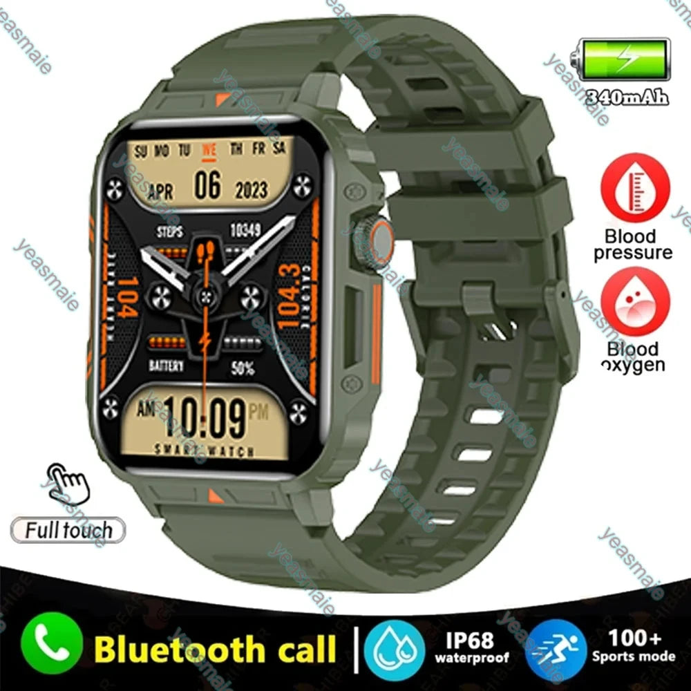 Military Outdoor Sports Smart Watch for Men – Heart Rate Health Monitor, Bluetooth Call, GPS Track, Waterproof for Android & iOS