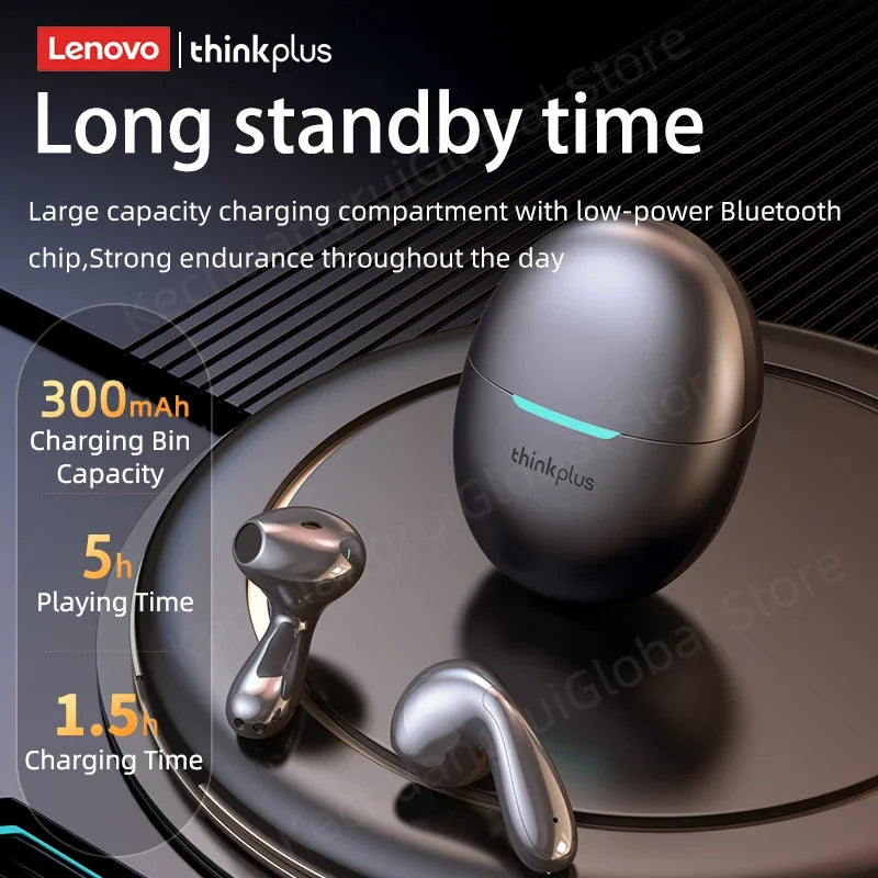2025 Lenovo LP48 TWS Earphones | Bluetooth 5.4 Wireless Half In-Ear Headset with Noise Reduction for iPhone & Huawei