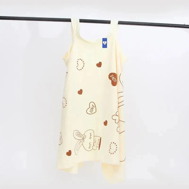 Wearable Bath Towel Love Rabbit Thickened Adult Women Bath Skirt - Absorbent Sauna Steam Sweat Wrap