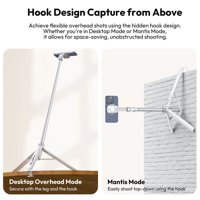 Ulanzi TT88 Overhead Selfie Stick Tripod – 1.44M Phone Tripod with Remote