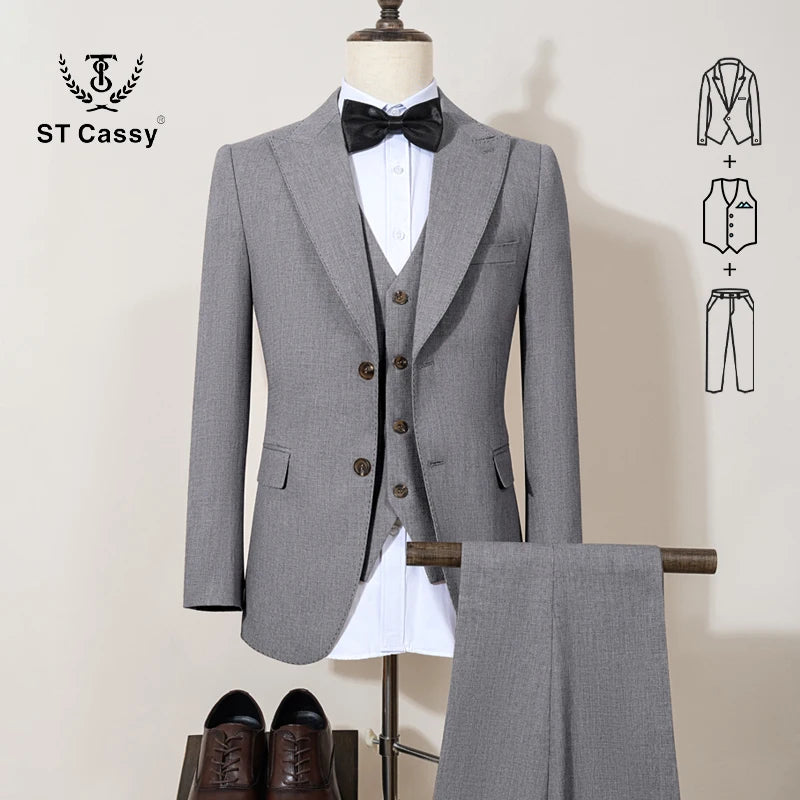 ST Cassy Men's Blue-Gray 2-Button Blazer – Modern Office Wear with Luxe Craftsmanship