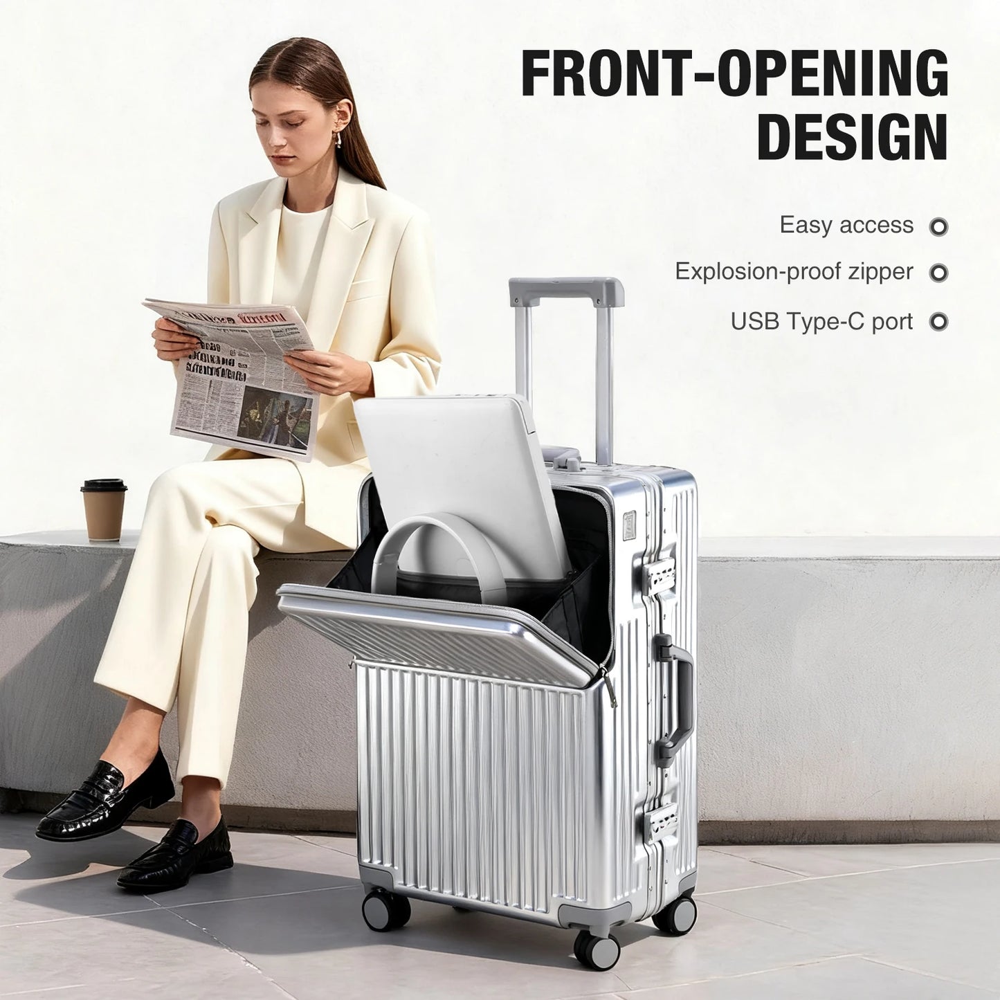 AIWEINY 2025 Aluminum Frame Suitcase | PC Hard Shell Pressure-Resistant Travel Luggage with TSA Lock & 360° Silent Wheels